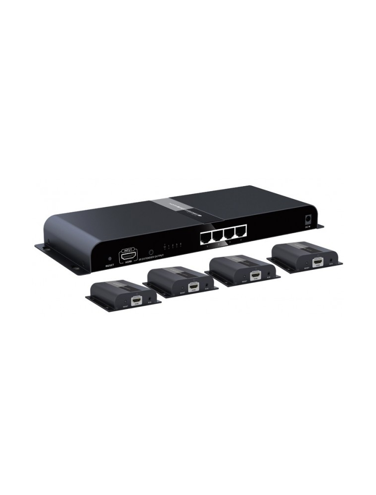 Extender Splitter 4 vie HDMI con IR su Cavo Cat.6/6a/7 fino a 120m