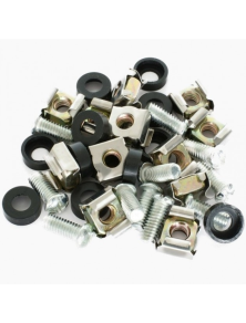 KIT SET 50 SCREWS 50 NUTS AND 50 WASHERS FOR ASSEMBLY RACK SILVER