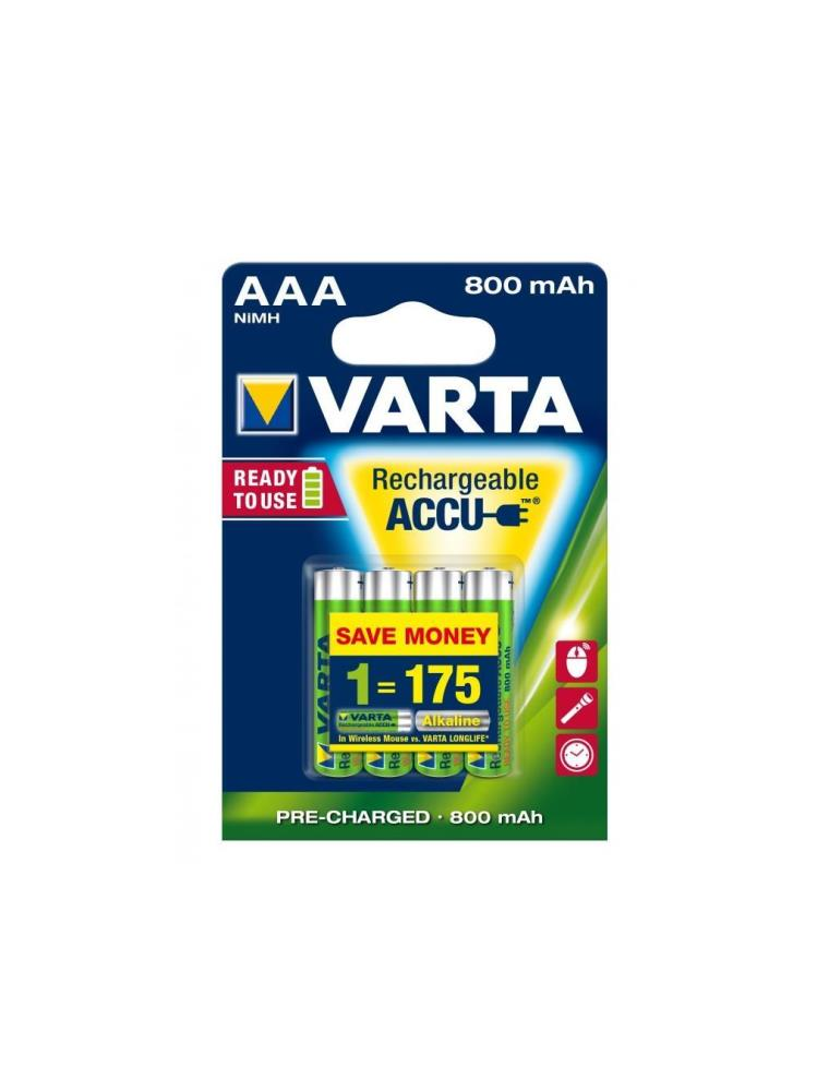 BATTERIE RICARICABILI VARTA ACCU AAA 800 MAH 4pz