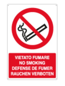 ALUMINUM SIGN FORBIDDEN TO SMOKE IN 4 LANGUAGES