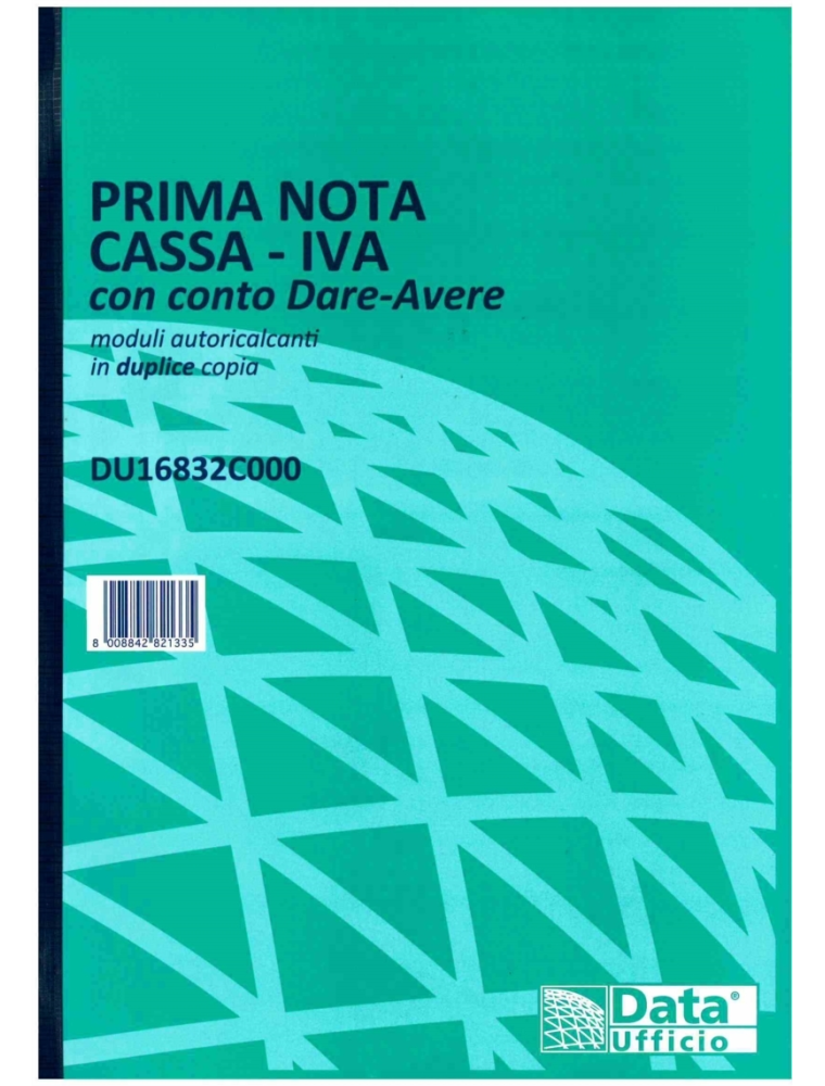 DU16804C000 - Blocco prima nota cassa Data Ufficio 21,5x29,7 cm - 50x2  copie autoricalcanti - OFBA srl