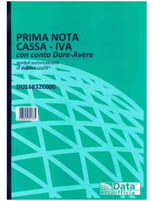CONFEZIONE 5 PRIMA NOTA CASSA - IVA 21,5X29,7 cm. DATA UFFICIO 
