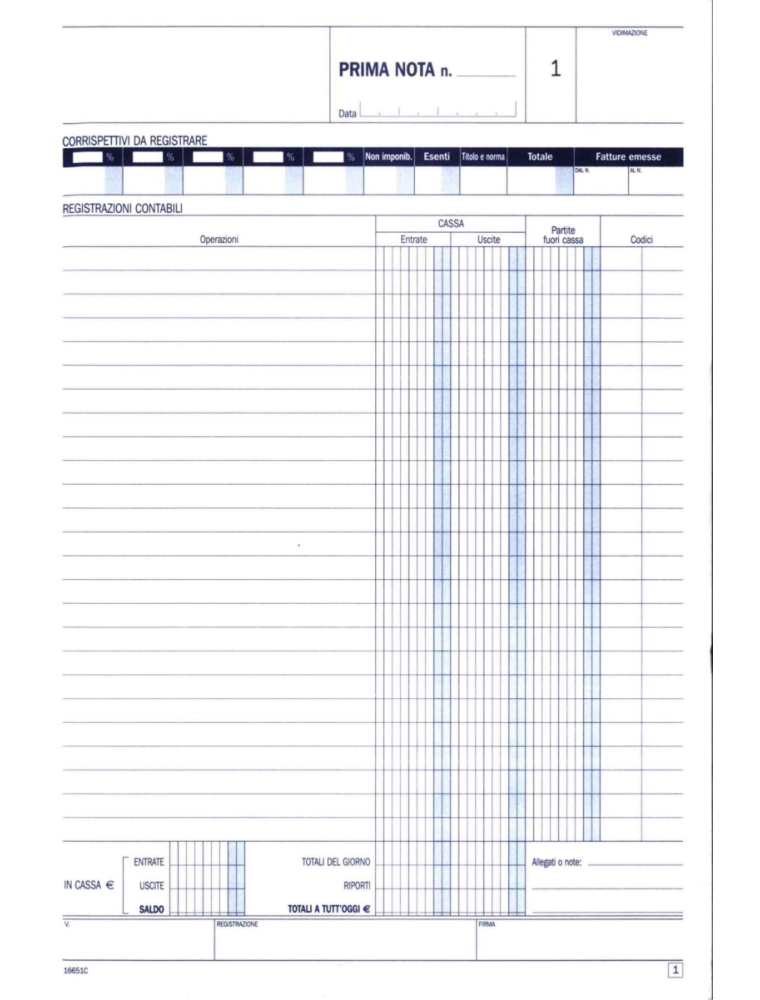 PRIMA NOTA CASSA DETTAGLIANTI A4 DATA UFFICIO 