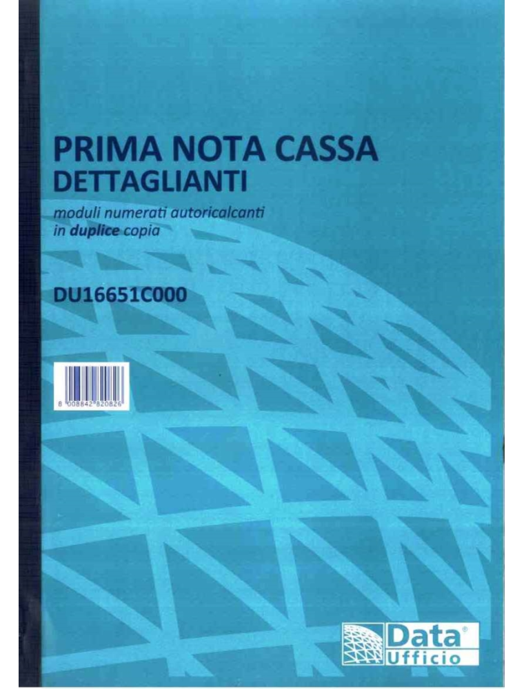 DU16804C000 - Blocco prima nota cassa Data Ufficio 21,5x29,7 cm - 50x2  copie autoricalcanti - OFBA srl