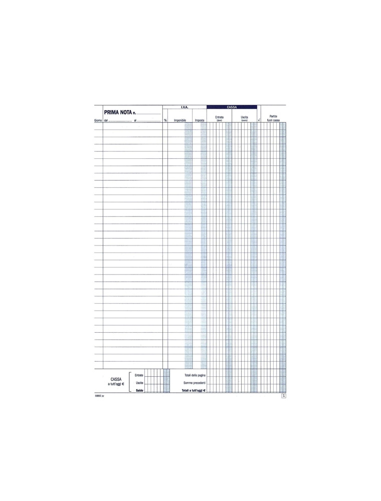 PRIMA NOTA CASSA-IVA 2 COPIE A4 DATA UFFICIO