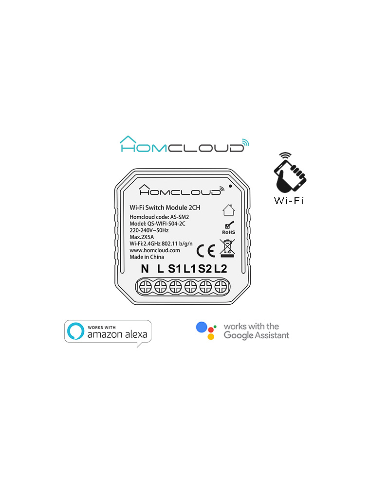 INTELLIGENT SWITCH 2-CHANNEL Wi-Fi MODULE RECESSED