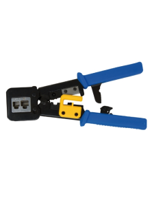 CRIMPING PLIERS WITH RATCHET FOR THROUGH MODULAR PLUGS