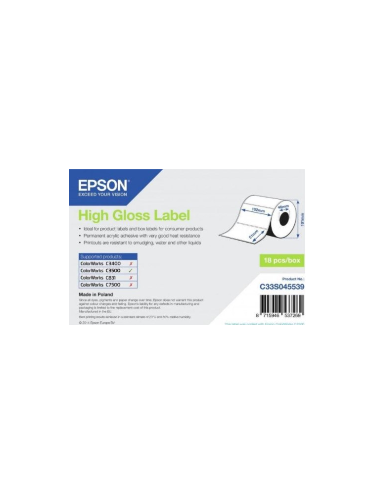 EPSON ADHESIVE PAPER LABEL 102MM X 51MM - 4PCS