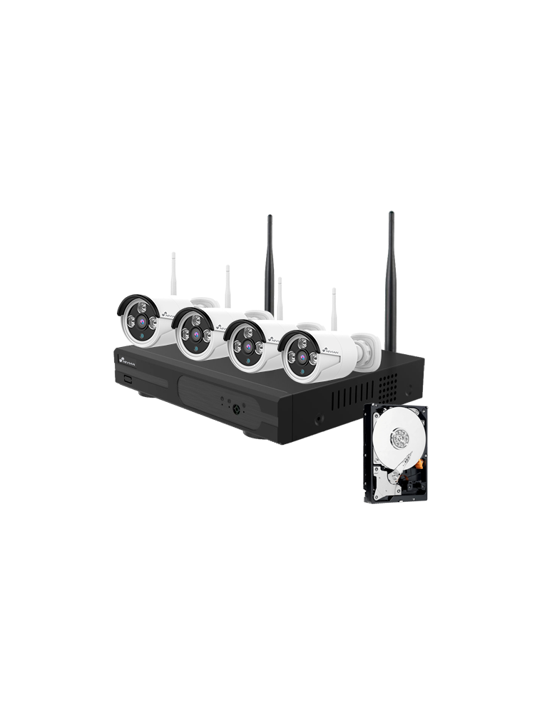 NIVIAN VIDEO SURVEILLANCE KIT NVR 8 CHANNELS + 4 CAMERAS 3MP WIFI + HARD DISK 1TB