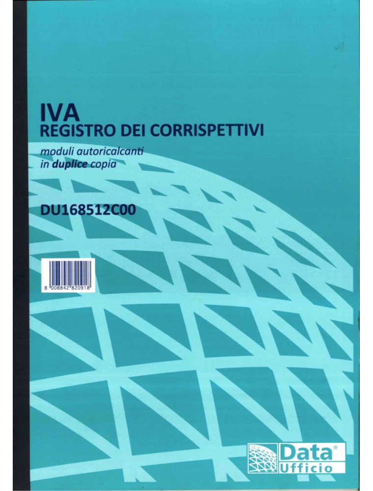 REGISTRO CORRISPETTIVI IVA Moduli 12 mesi 2 copie 30x21 cm