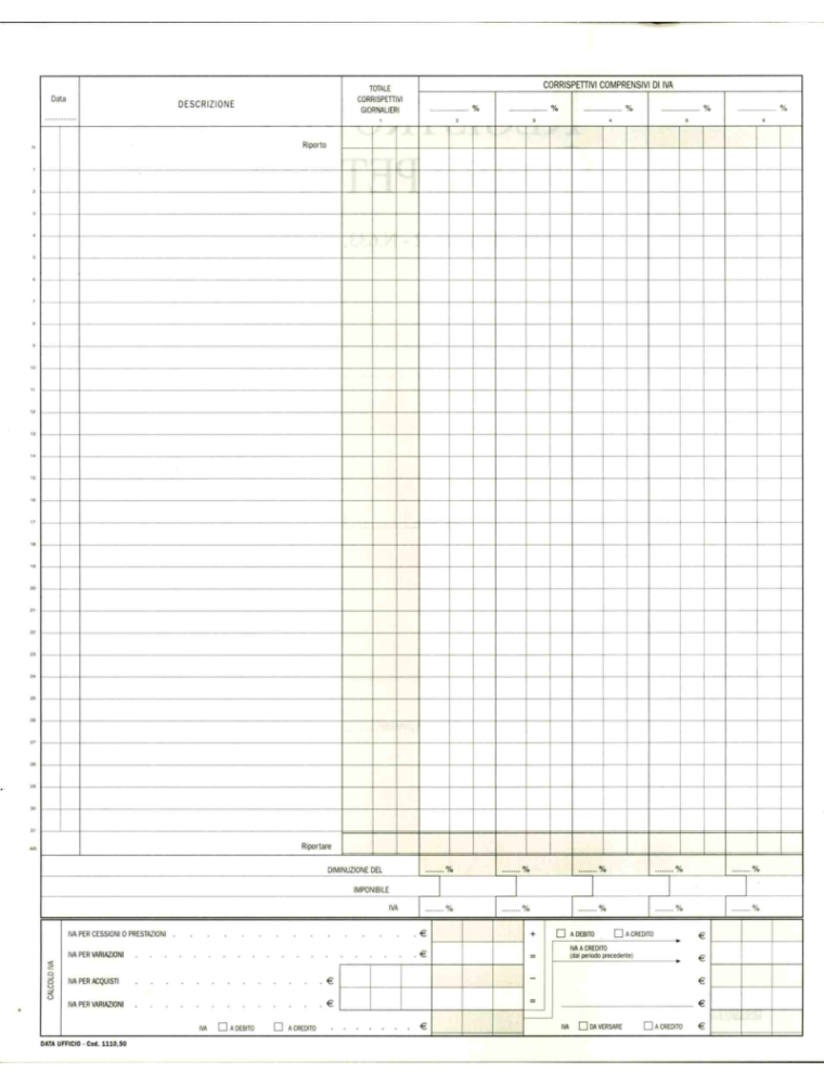 Registro corrispettivi iva - 12 pagine - Nadir Cancelleria