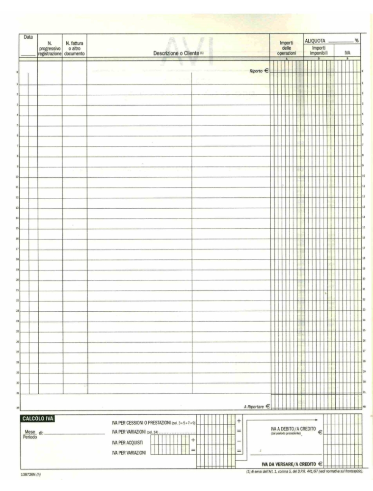 REGISTRO IVA DELLE FATTURE 49 PAGINE