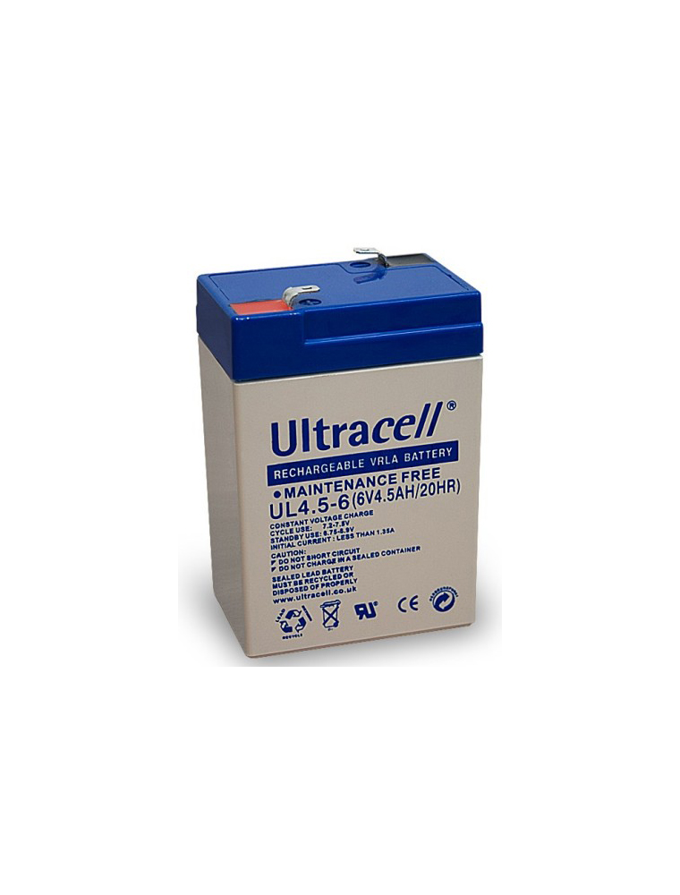 BATTERIA AL PIOMBO ULTRACELL UL4.5-6 RICARICABILE 6V 4,5 Ah 