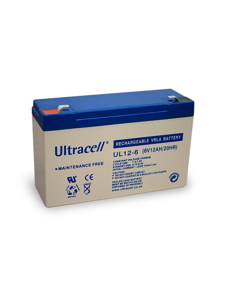 BATTERIA AL PIOMBO RICARICABILE ULTRACELL  V12 Ah - UL12-6