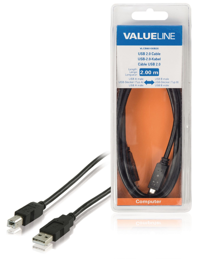 CABLE USB 2.0 A-USB B 2 MT